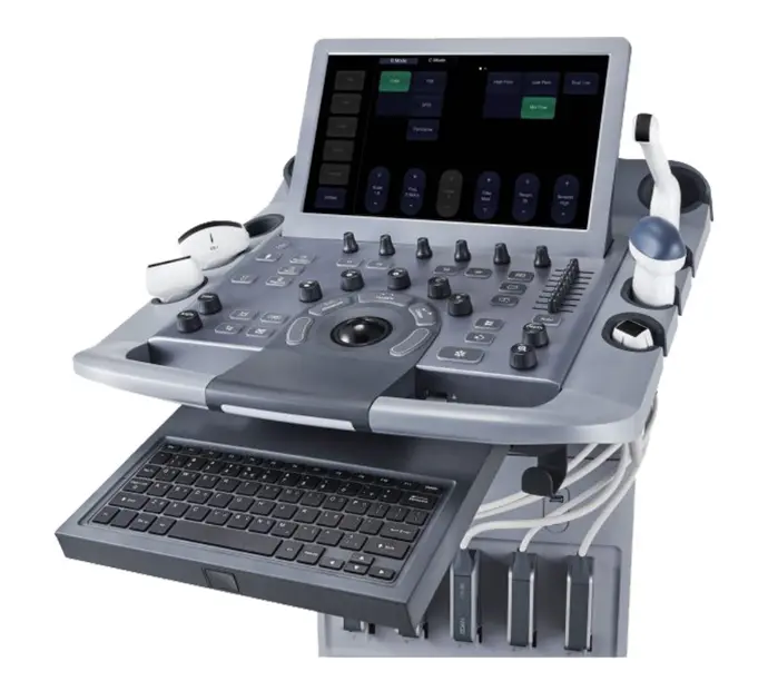 Pantalla HD del Edan LX9 mostrando imagen con Doppler Color en tiempo real